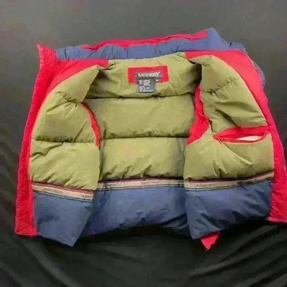 Vintage Rain Forest men’s down utility vest with 4 pockets, attached hood XLarge - Picture 6 of 12